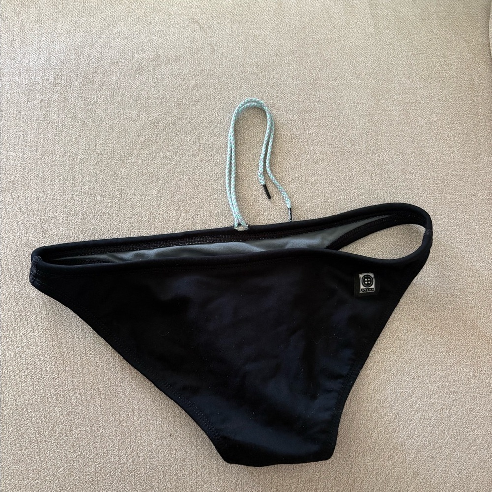 Jolyn Clothing Black Bikini Bottom with Blue Tie